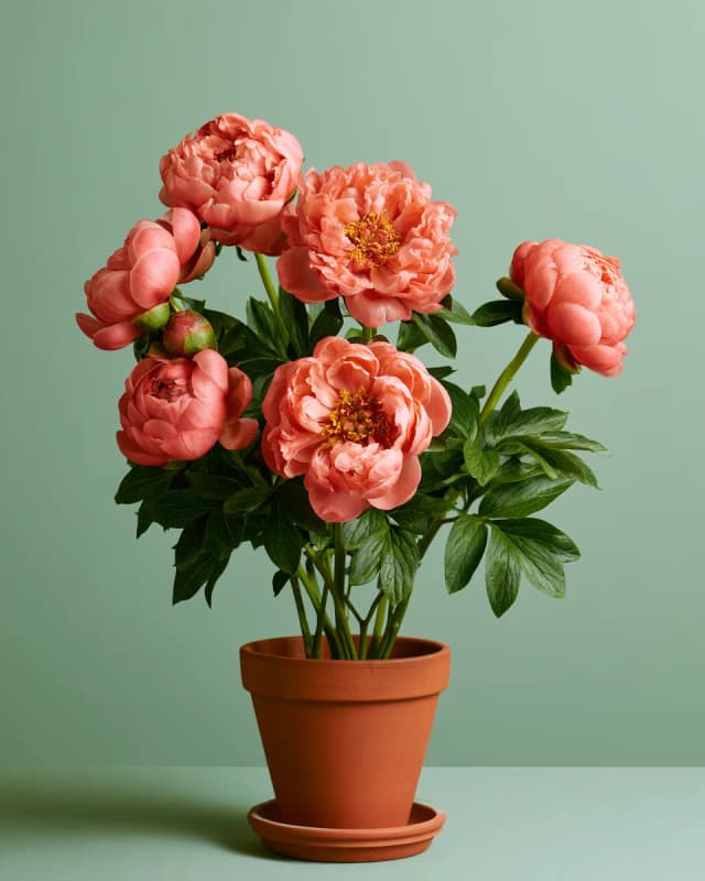 Coral Peony Pot